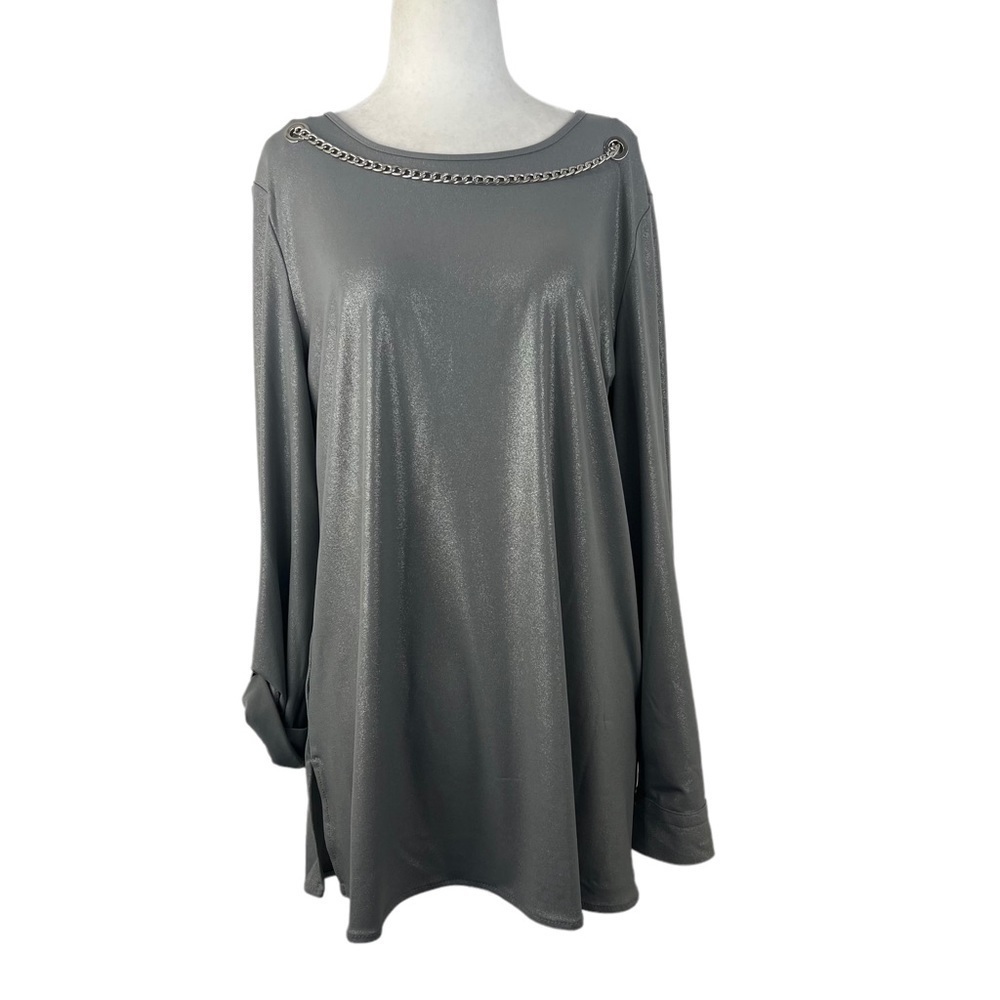 NEW WITH TAGS SLIM FACTOR BY INVESTMENTS CHAIN DETAIL‎ SHIMMER TUNIC